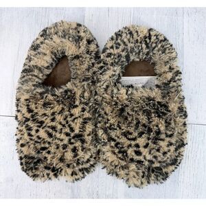 Warmies Microwavable Slippers Faux Fur Lavender Scented Cheetah Plush 7-10 U.S